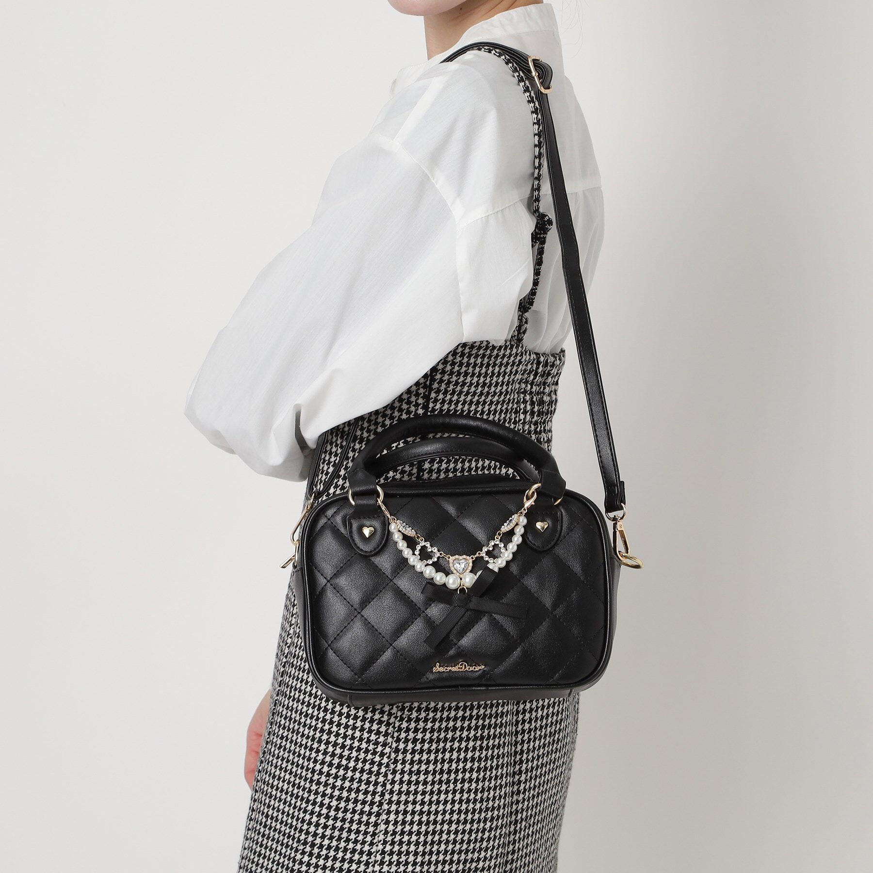 Ober Tashe「バッグチャーム付きキルティング2WAYミニボストンバッグ」|ボストンバッグ|