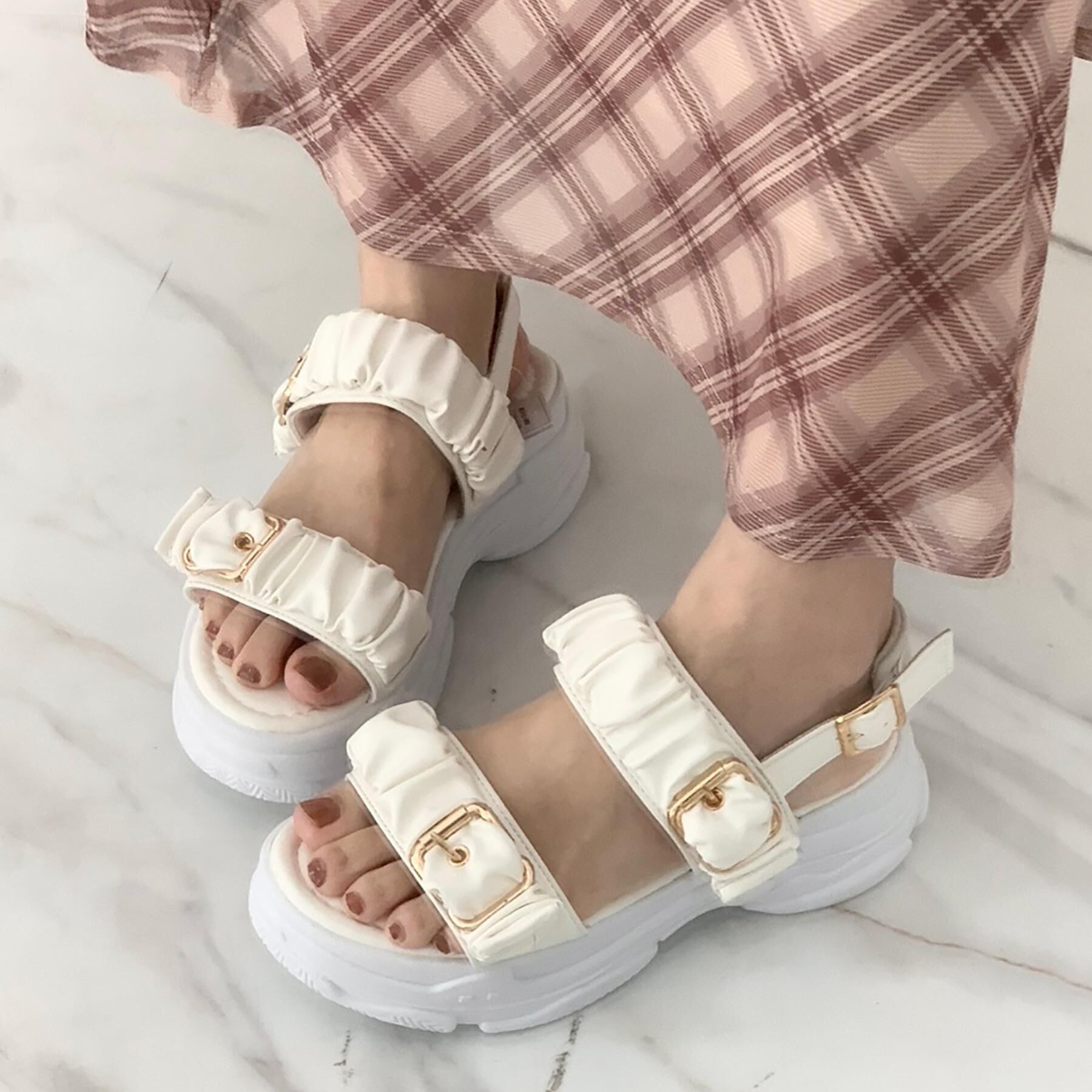 csT&P「厚底クシュクシュベルトスポサン」|サンダル|