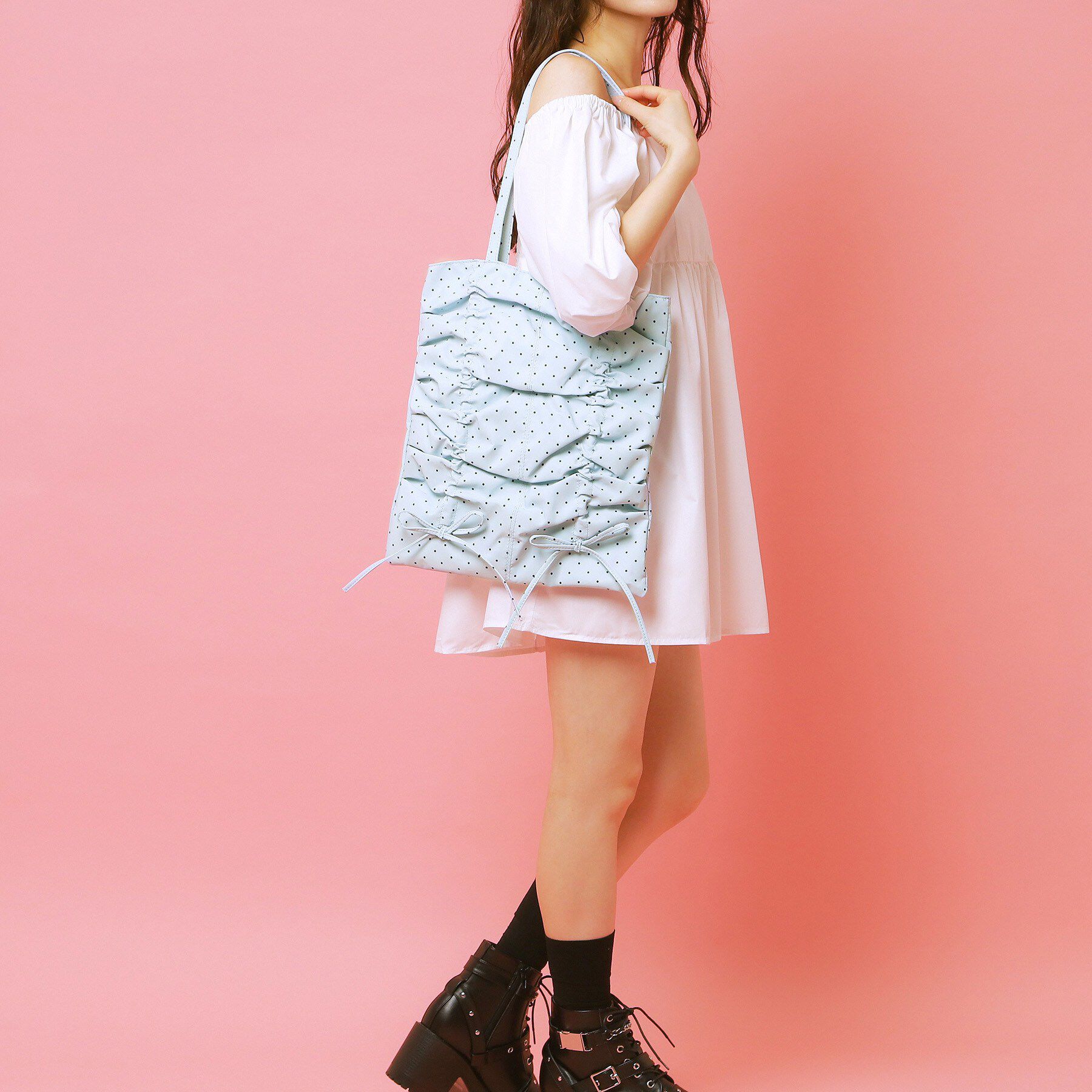 Ober Tashe「【新生活・新学期】ドットリボントート」|トートバッグ|