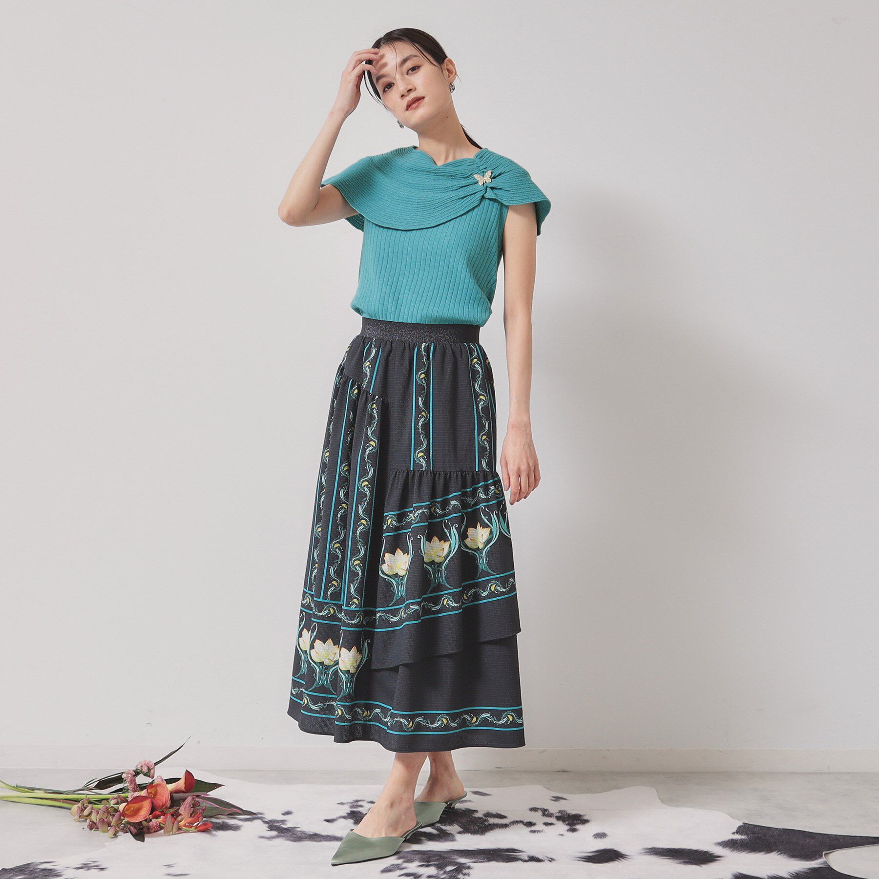 SunaUna「【2WAY／ケープ付き】フレンチスリーブニット」|ニット・セーター|