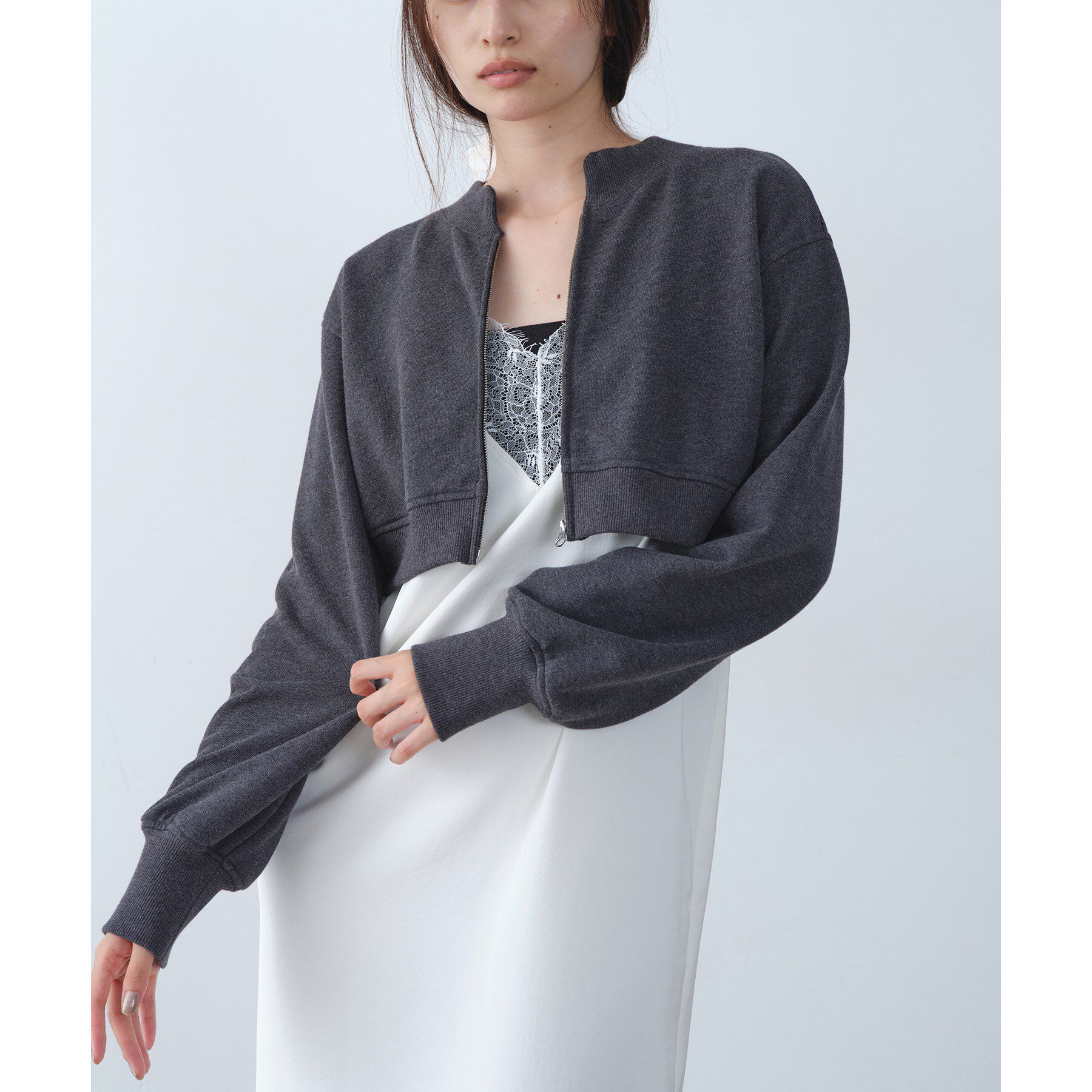 CODE A「short zip sweat」|パーカー|チャコールグレー(0