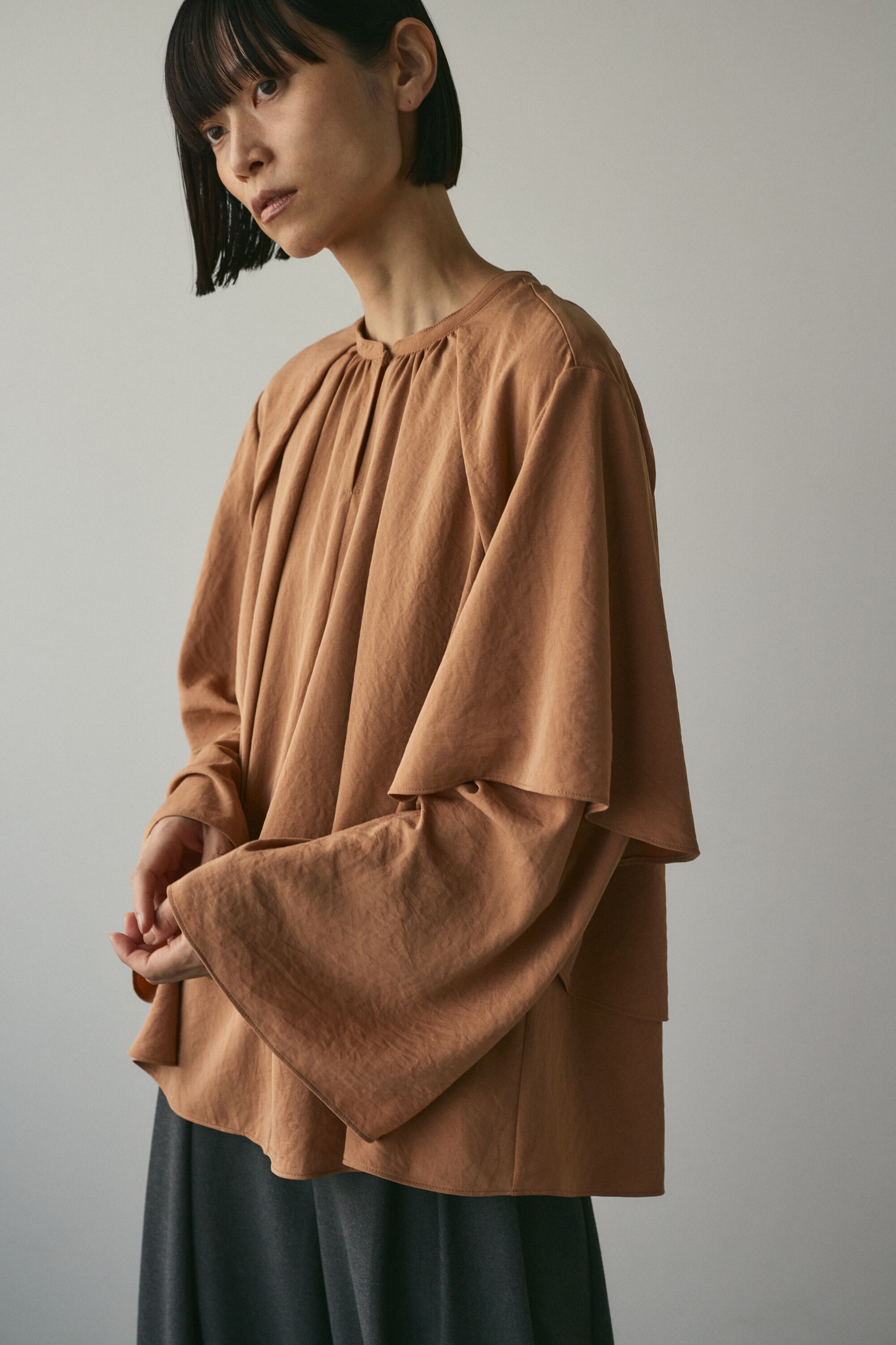 STYLEMIXER「フリルレイヤーブラウス」|チュニック|BEG