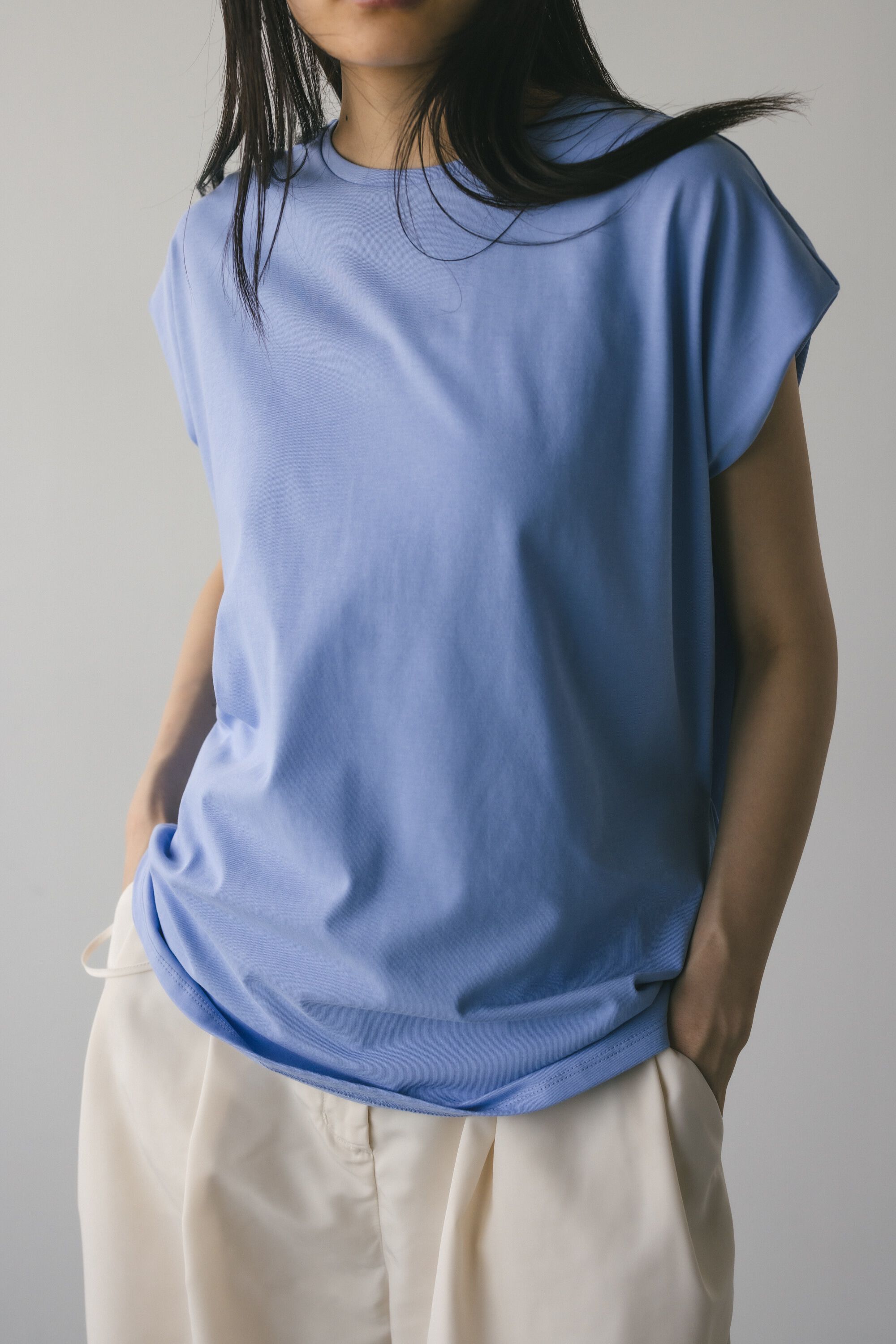 STYLEMIXER「ラウンドドレープカットトップ」|チュニック|SAX