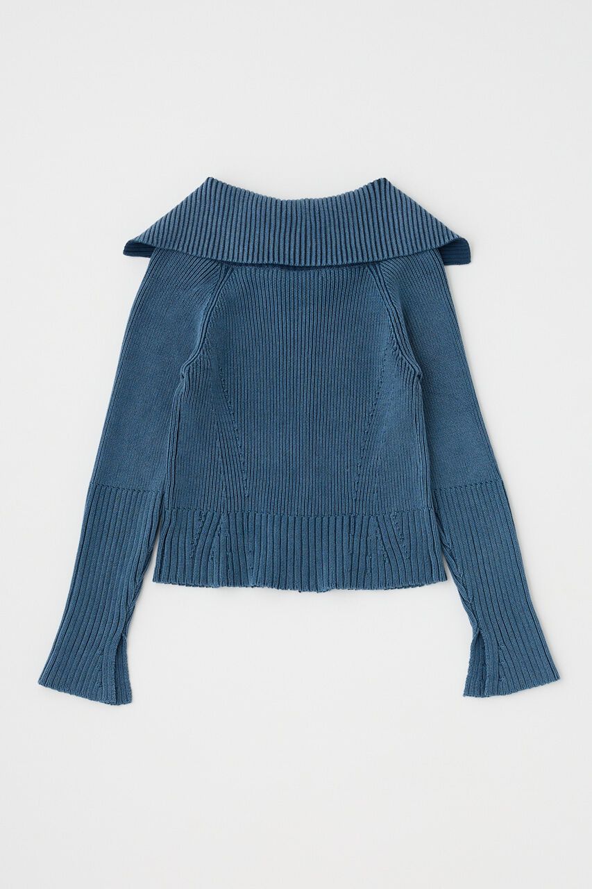MOUSSY「BIG COLLAR ZIP UP ニットトップス」|ニット・セーター|