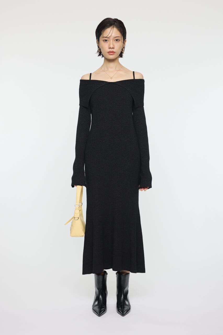 MOUSSY「BIG COLLAR KNIT ドレス」|ワンピース|BLK