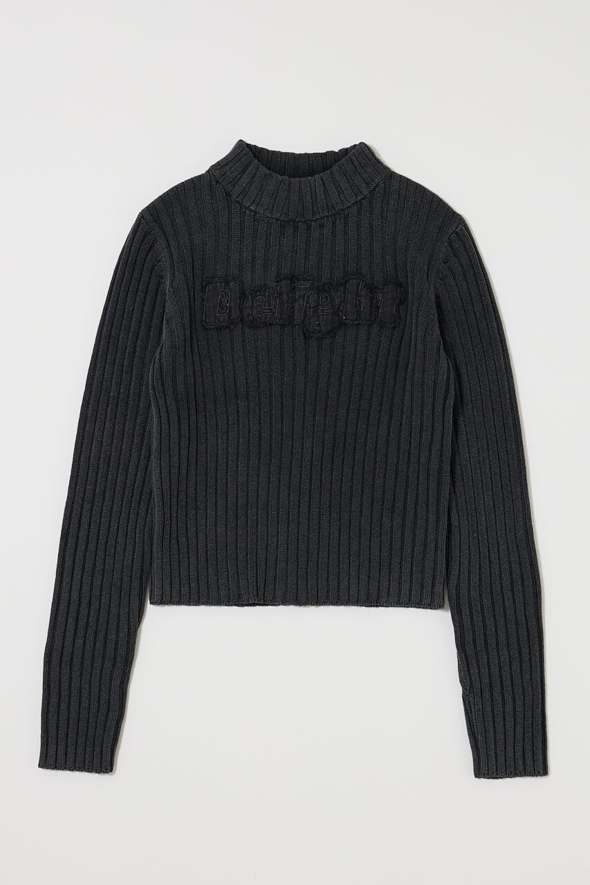 MOUSSY「PATCHED LOGO WASH ニット」|ニット・セーター|L/BLK1