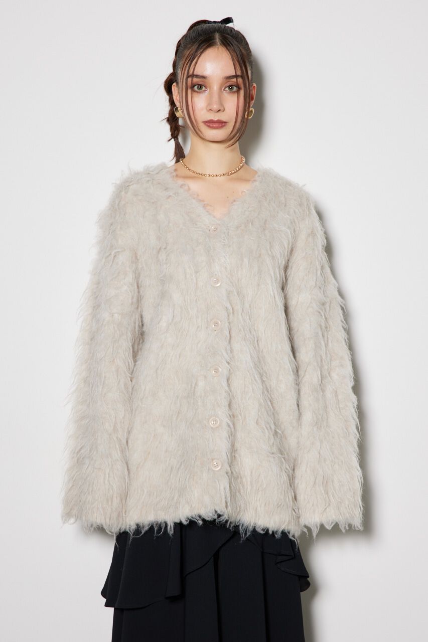 rienda「2WAYロングシャギールーズニットカーデ」|カーディガン|