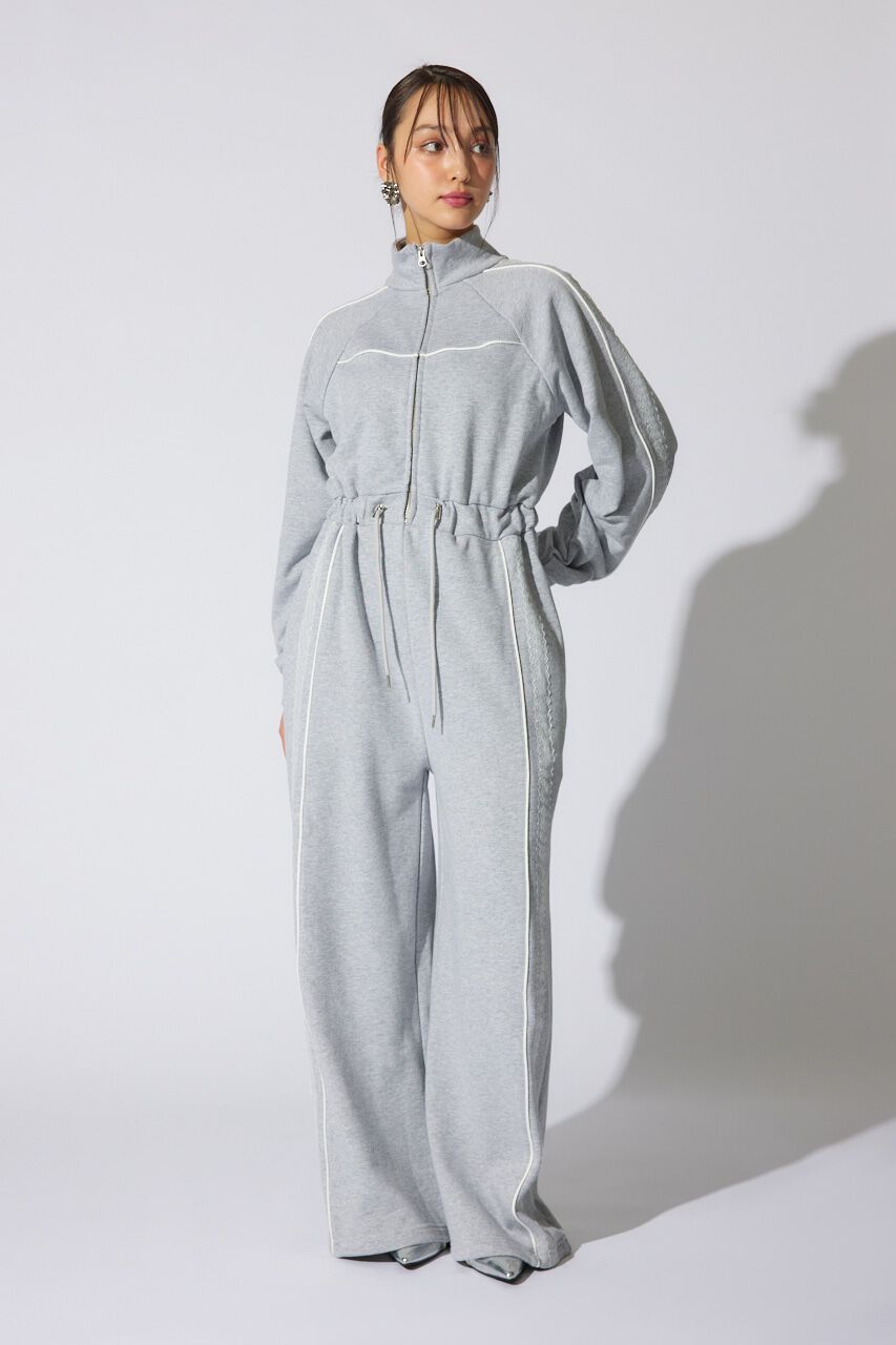 rienda「フロントZIPサイドラインロンパース」|ワンピース|