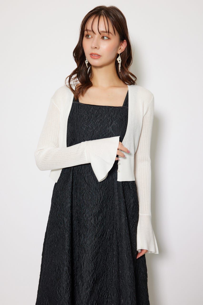 rienda「クロップドフレアスリーブシアーニットカーディガン」|カーディガン|