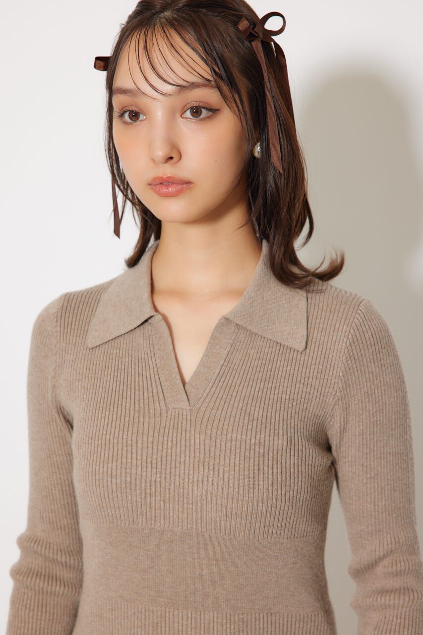 rienda「スキッパーニットワンピース」|ワンピース|