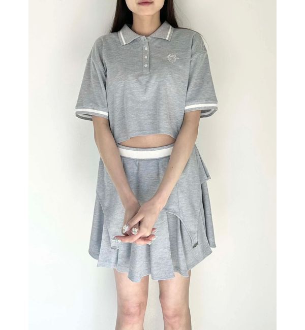 CALNAMUR「POLO&times;SK SET UP/ポロ&times;スカートセットアップ【セットアイテム】」|ワンピース|グレー