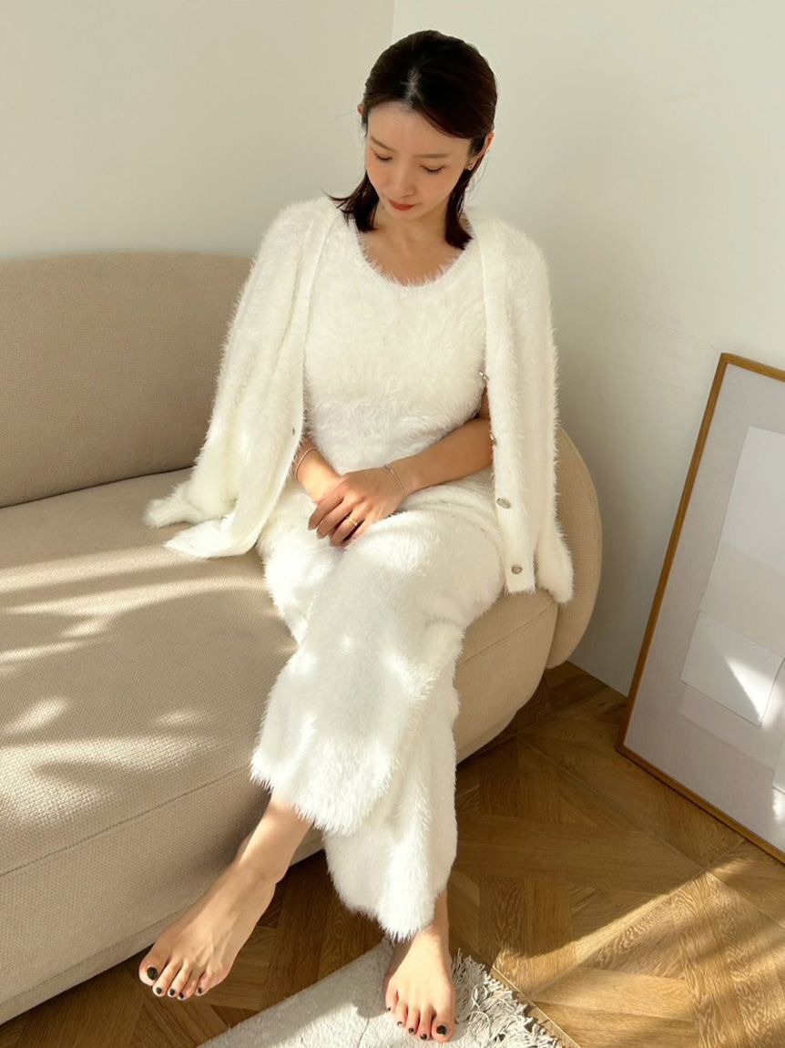 SNIDEL HOME「シャギーニットカーディガン」|ルームウェア|WHT