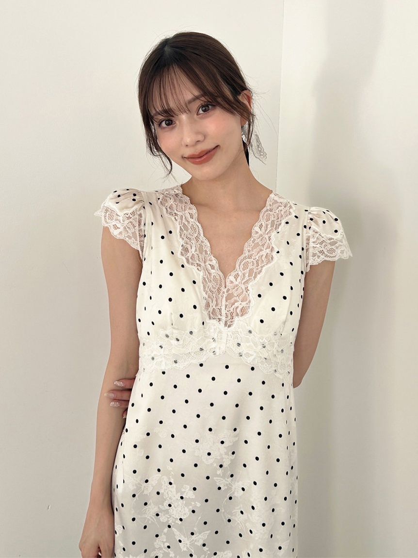 SNIDEL HOME「サテンジャガードカップインワンピース」|ルームウェア|