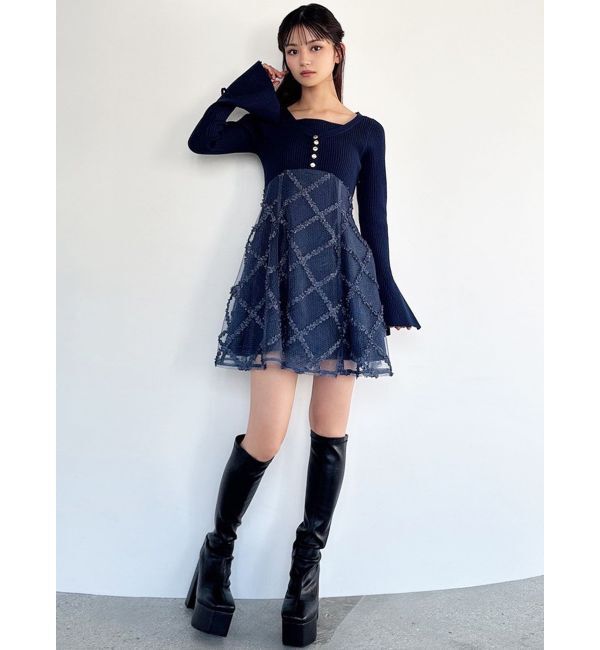 ドッキングフレアミニニットワンピース【完売カラーは品番：1526103220