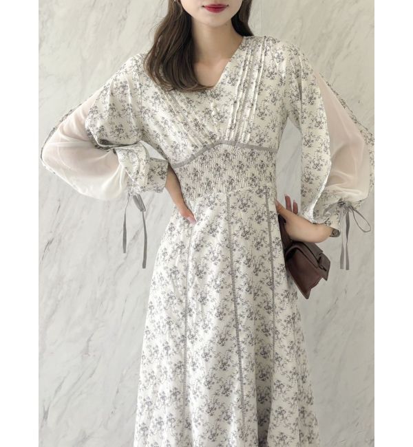 dazzlin「ピンタックフラワーワンピース」|ワンピース|オフホワイト