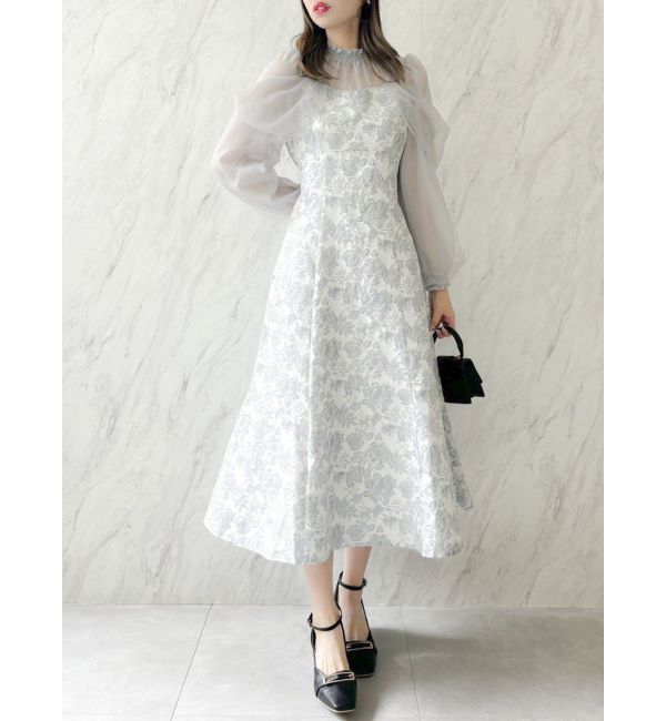 dazzlin「シアーベールセミフレアワンピース」|ドレス|オフホワイト