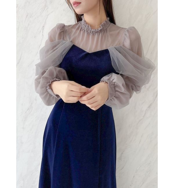 dazzlin「シアーベールセミフレアワンピース」|ドレス|