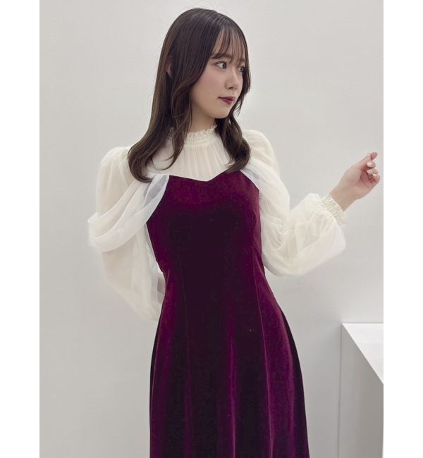 dazzlin「シアーベールセミフレアワンピース」|ドレス|