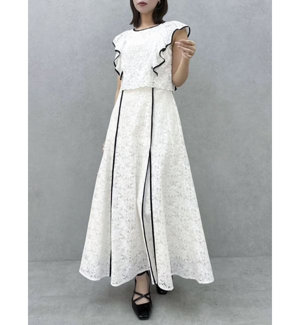 dazzlin「バックリボンパイピングレースドレス」|ワンピース|