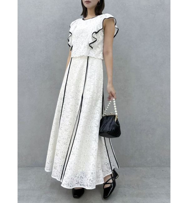 dazzlin「バックリボンパイピングレースドレス」|ワンピース|