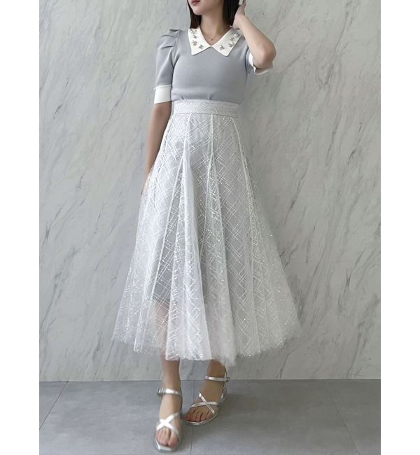 dazzlin「【再生産】スパンコールチュールスカート」|スカート|