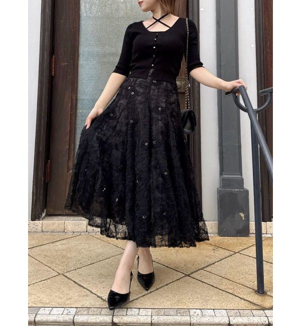 dazzlin「【再生産】スパンコールチュールスカート」|スカート|