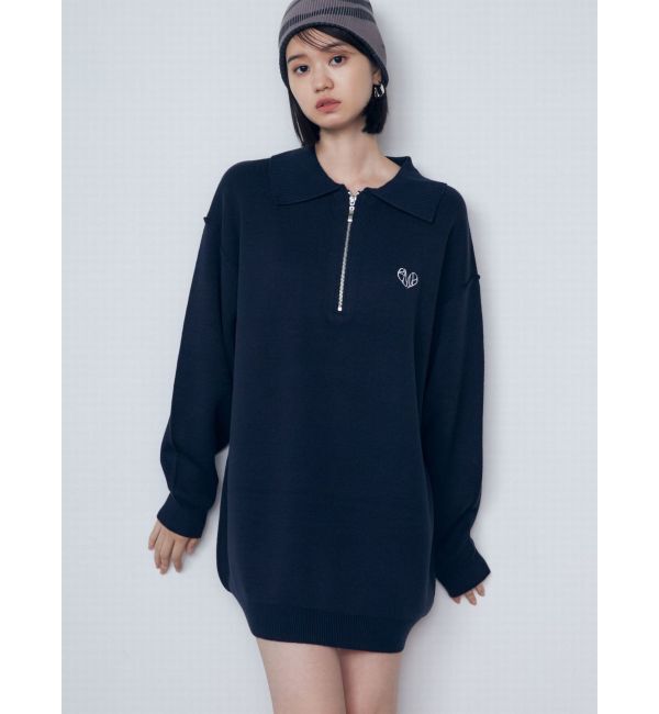 EMODA「ハーフジップオーバーミニワンピース」|ワンピース|ネイビー