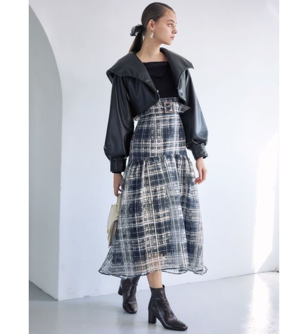 MERCURYDUO「カラーチェックティアードドッキングワンピース」|ワンピース|