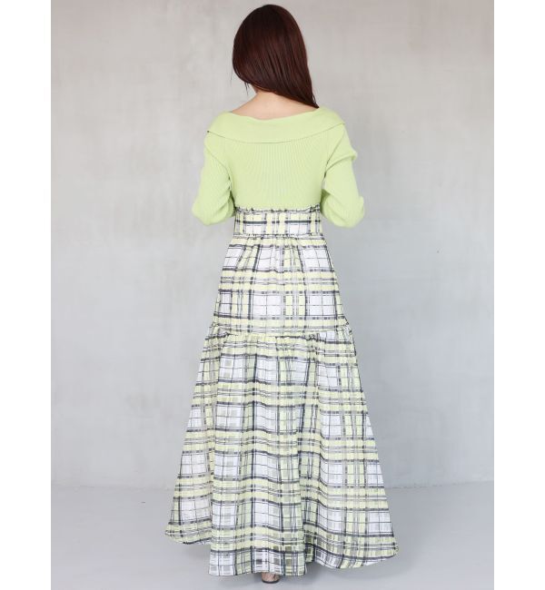 MERCURYDUO「カラーチェックティアードドッキングワンピース」|ワンピース|