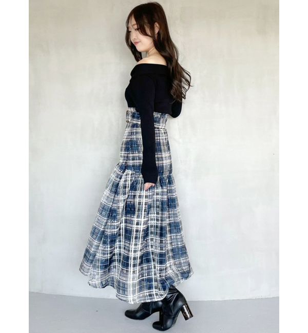 MERCURYDUO「カラーチェックティアードドッキングワンピース」|ワンピース|