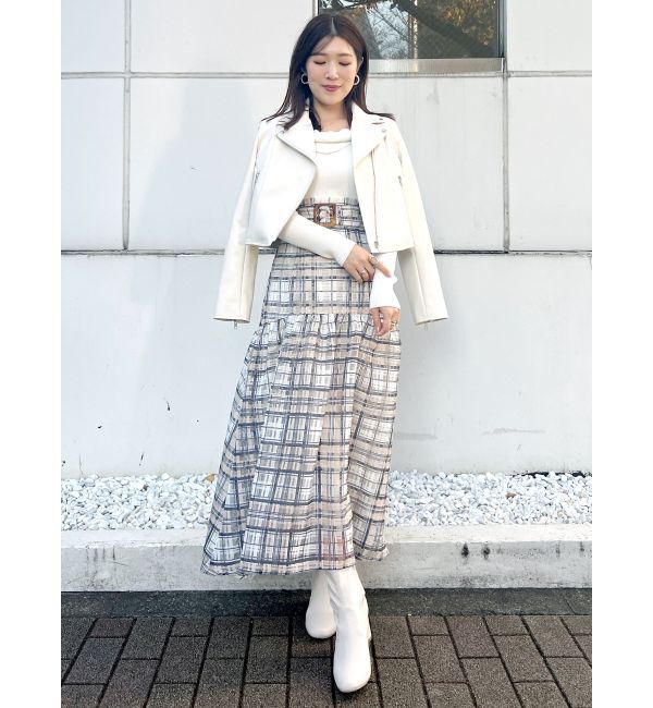 MERCURYDUO「カラーチェックティアードドッキングワンピース」|ワンピース|