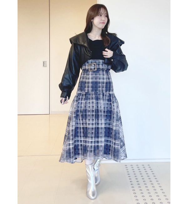 MERCURYDUO「カラーチェックティアードドッキングワンピース」|ワンピース|