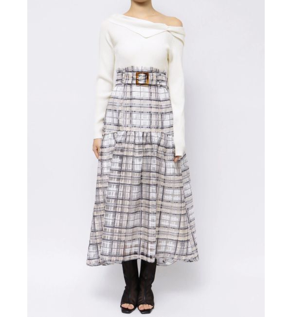 MERCURYDUO「カラーチェックティアードドッキングワンピース」|ワンピース|