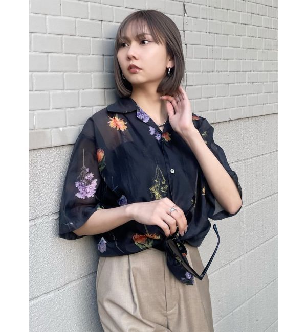 MURUA「フラワーシアーオープンカラーシャツ【WEB限定】」|シャツ・ブラウス|