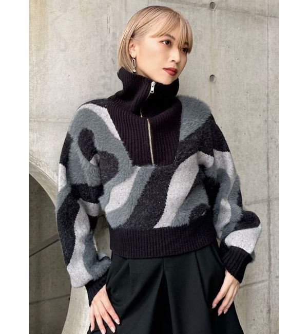 MURUA「ハーフジップフェザーニット」|ニット・セーター|