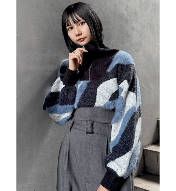 MURUA「ハーフジップフェザーニット」|ニット・セーター|