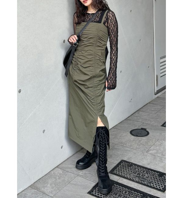 MURUA「アシメギャザーキャミワンピース」|ワンピース|カーキ