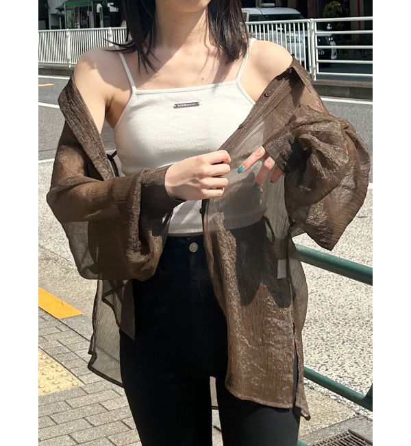 MURUA「ボリュームスリーブシャイニーシアーシャツ」|シャツ・ブラウス|