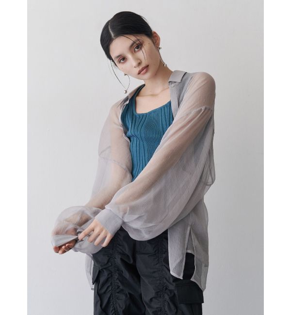 MURUA「ボリュームスリーブシャイニーシアーシャツ」|シャツ・ブラウス|