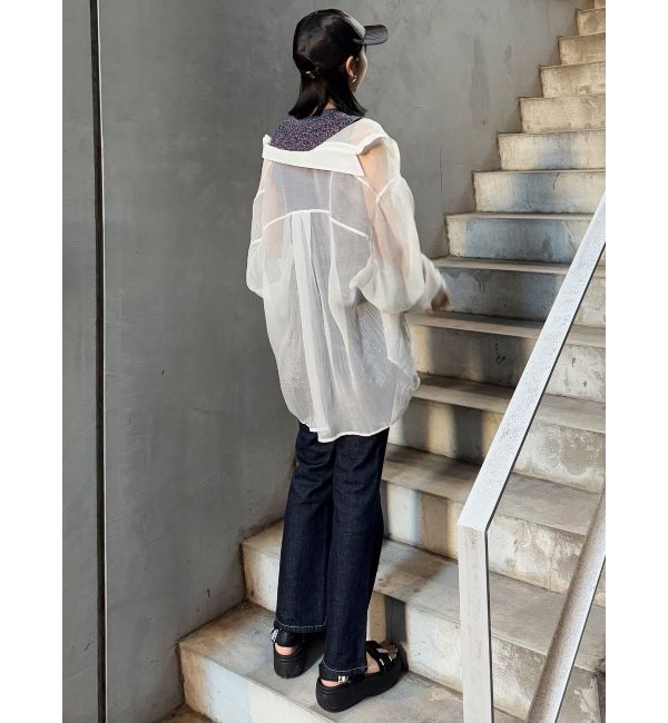 MURUA「ボリュームスリーブシャイニーシアーシャツ」|シャツ・ブラウス|