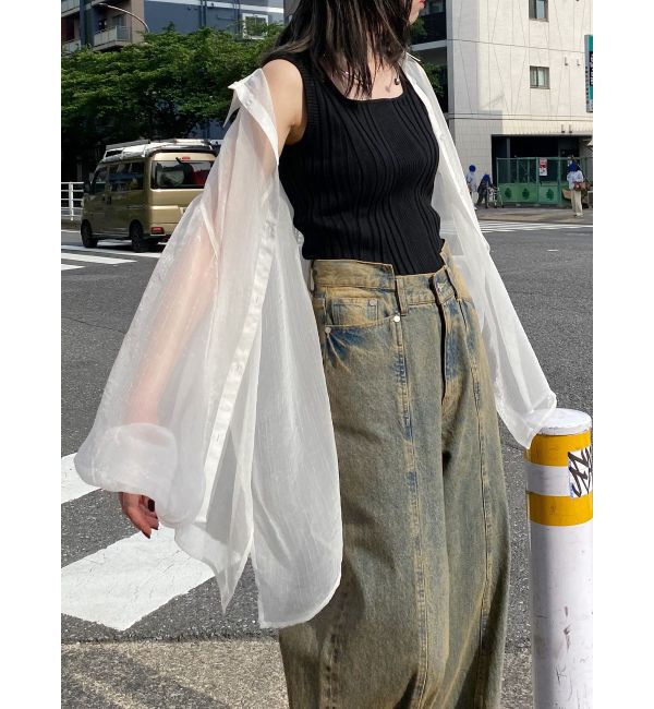 MURUA「ボリュームスリーブシャイニーシアーシャツ」|シャツ・ブラウス|