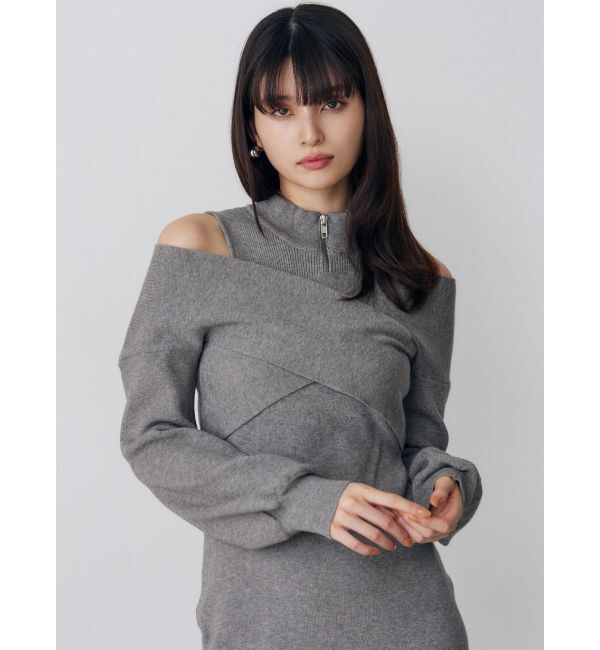 MURUA「カシュクールZIPニットワンピース」|ワンピース|