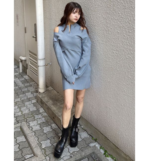 MURUA「カシュクールZIPニットワンピース」|ワンピース|