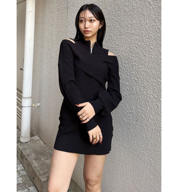 MURUA「カシュクールZIPニットワンピース」|ワンピース|