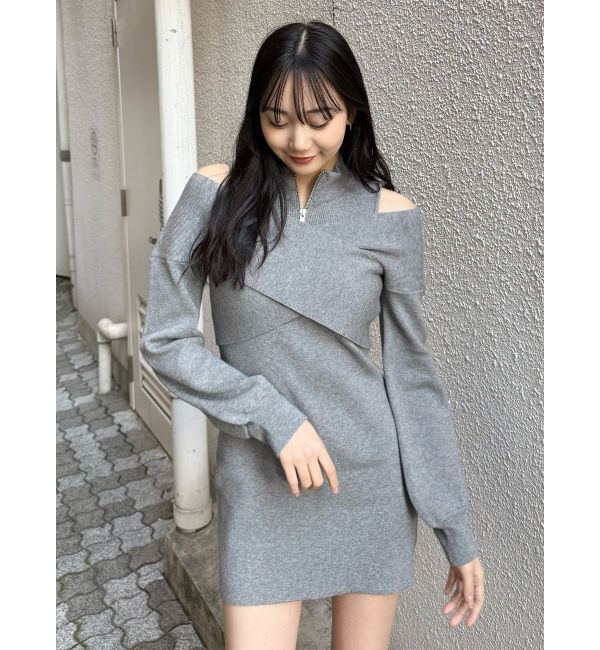 MURUA「カシュクールZIPニットワンピース」|ワンピース|