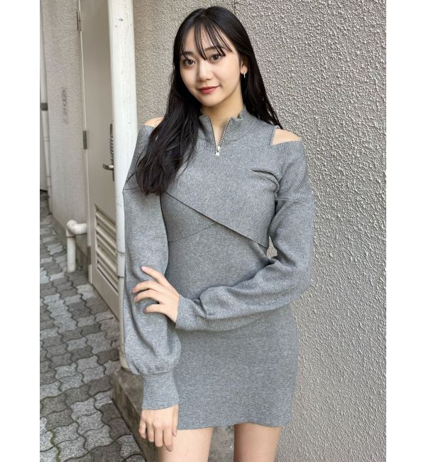 MURUA「カシュクールZIPニットワンピース」|ワンピース|