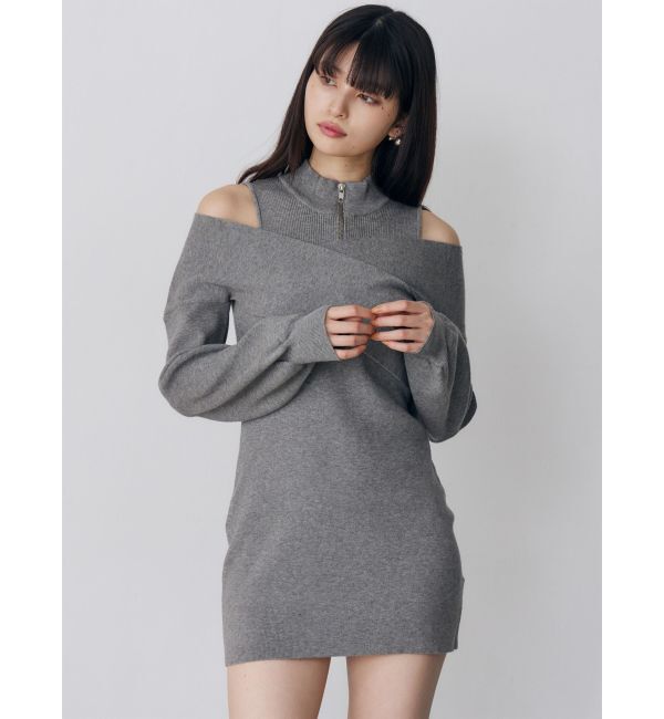 MURUA「カシュクールZIPニットワンピース」|ワンピース|