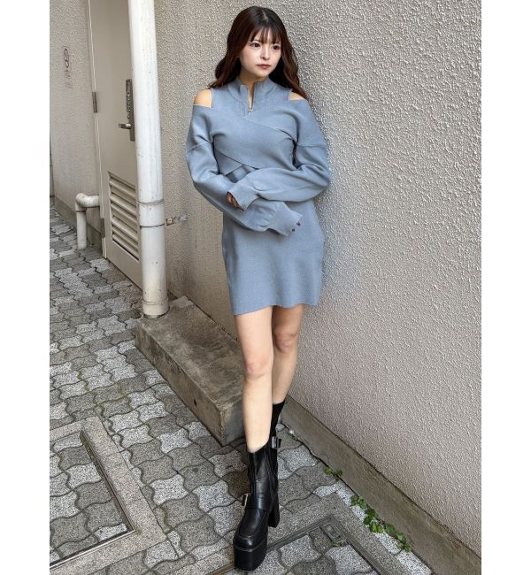 MURUA「カシュクールZIPニットワンピース」|ワンピース|