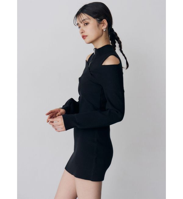 MURUA「カシュクールZIPニットワンピース」|ワンピース|