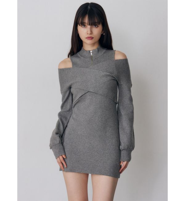 MURUA「カシュクールZIPニットワンピース」|ワンピース|